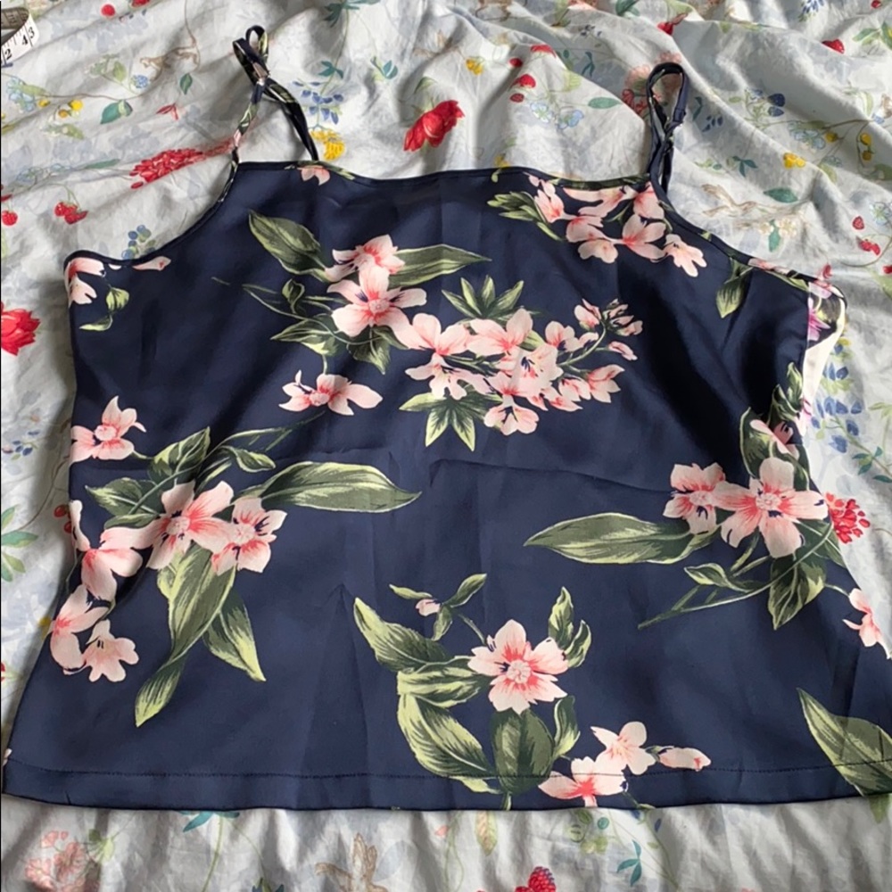 Victoria secret blue floral satin top